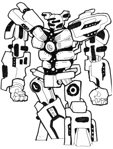 Sci Fi Robot   Armored Fighter Coloring Page